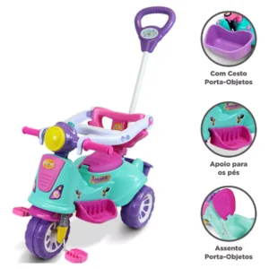 Carrinho De Passeio Ou Pedal Infantil Triciclo Avespa Maral Cor Pink