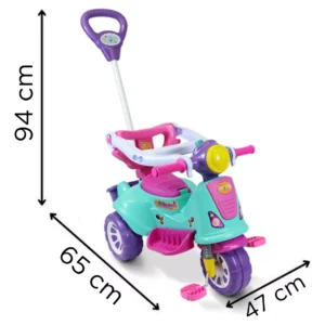 Carrinho De Passeio Ou Pedal Infantil Triciclo Avespa Maral Cor Pink