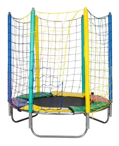 Cama Elástica Pula Pula 1,50m Lona Preta S/ Emenda Papibrink Cor da proteção de molas Quadricolor