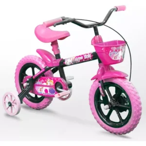 Bike Infantil Menina 5 Anos Aro 12 Com Rodinhas Cor Rosa Tamanho do quadro 8
