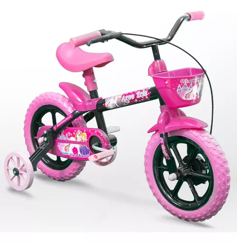 Bike Infantil Menina 5 Anos Aro 12 Com Rodinhas Cor Rosa Tamanho do quadro 8