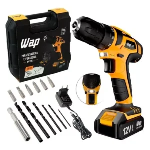 Furadeira parafusadeira sem fio de 10mm Wap BPF 12K3 12V + acessório 110V/220V