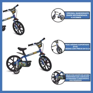 Bicicleta Infantil Aro 14 Power Game – Bandeirante – 3047 Cor Azul