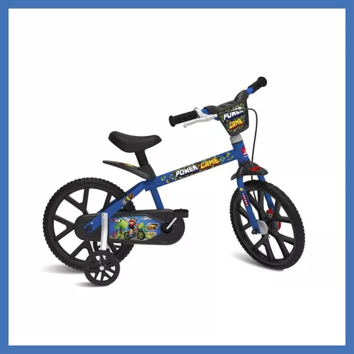 Bicicleta Infantil Aro 14 Power Game - Bandeirante - 3047 Cor Azul