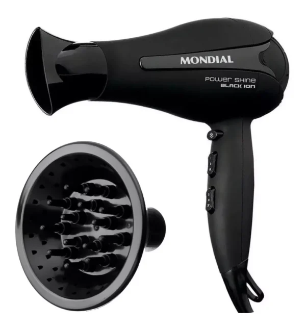 Secador De Cabelo 2000w Mondial Power Black Íon Com Difusor