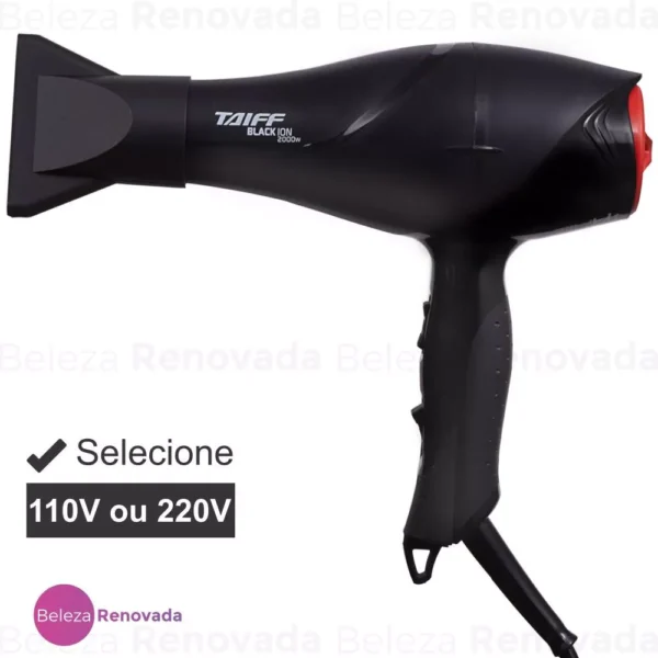 Secador De Cabelo Taiff Black Ion Profissional Original2000w Cor Preto 110V - Imagem 6