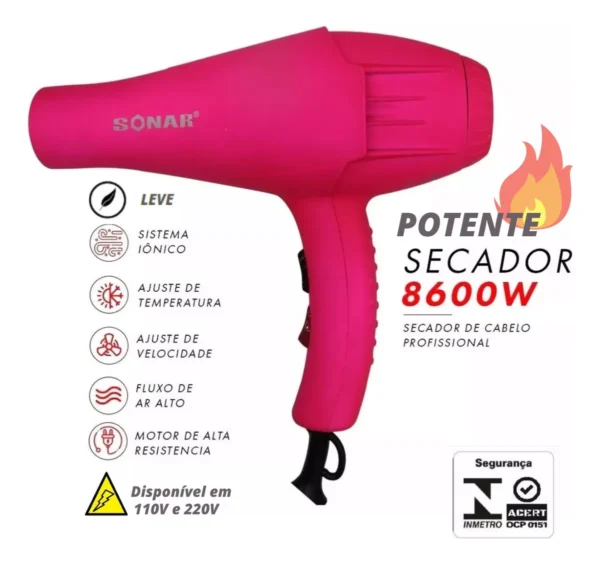 Secador De Cabelo Profissional 3200w Leve Potente C/ Difusor - Imagem 2