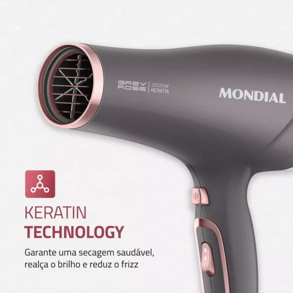 Secador De Cabelo Com Difusor Mondial Grey Rose 2000w - Imagem 4