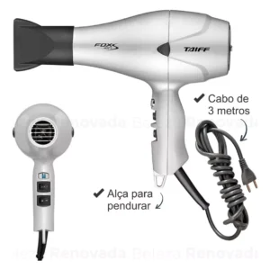 Secador de cabelo Taiff Diamante Fox Íon S prata 127V