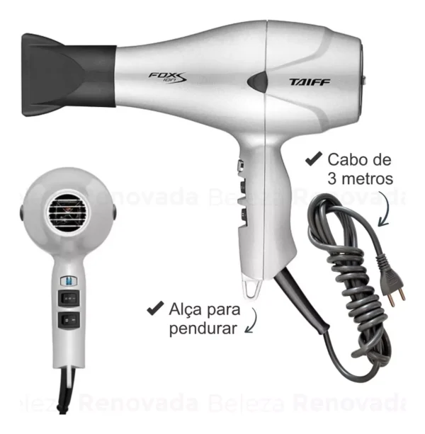 Secador de cabelo Taiff Diamante Fox Íon S prata 127V - Imagem 5