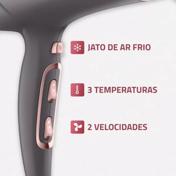 Secador De Cabelo Com Difusor Mondial Grey Rose 2000w - Imagem 6