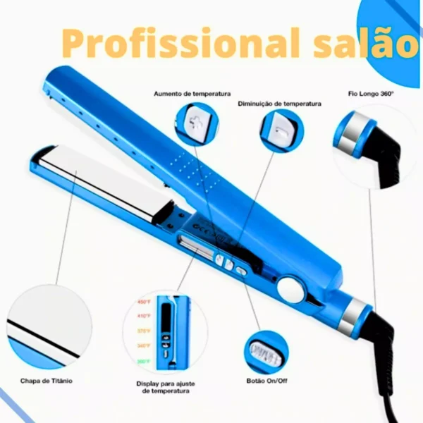 Kit 2 Chapinha Cabelo Profissional 450 Graus Super Liso - Imagem 7