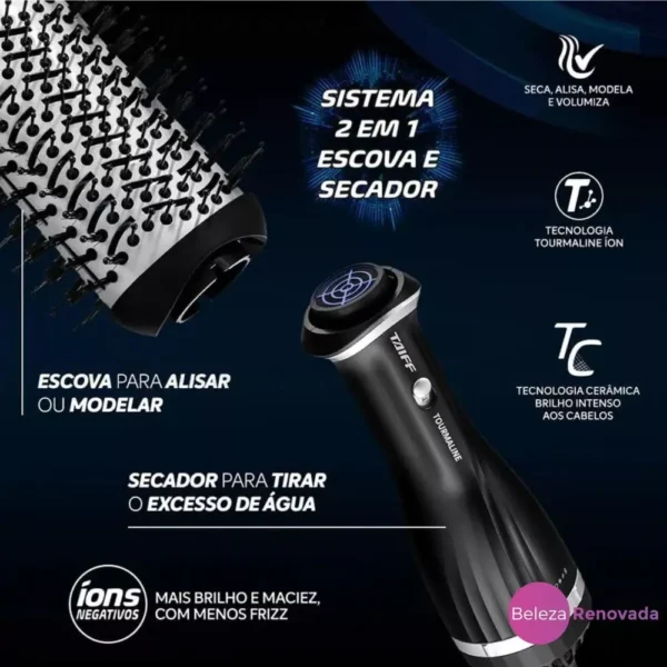 Escova Secadora Taiff Tourmaline 1200w - Preta E Cinza 220v - Imagem 7