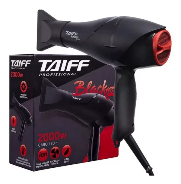 Secador De Cabelo Taiff Black Ion Profissional Original2000w Cor Preto 110V - Imagem 8