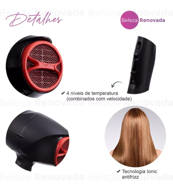 Secador De Cabelo Taiff Black Ion Profissional Original2000w Cor Preto 110V - Imagem 10