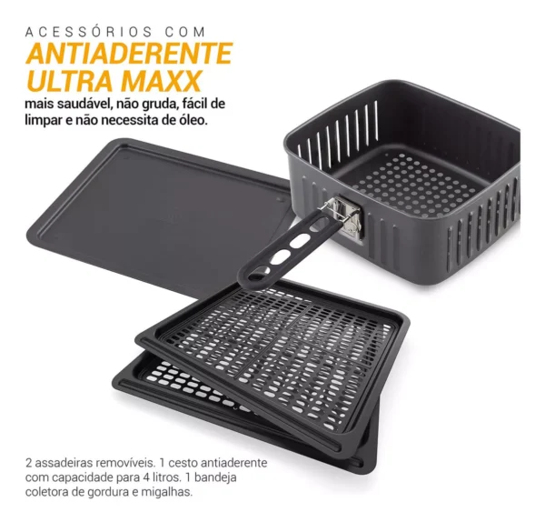 Fritadeira Air Fryer Oven Philco Pfr2200 4 Em 1 12l 1800w Cor Preta 110V - Image 9
