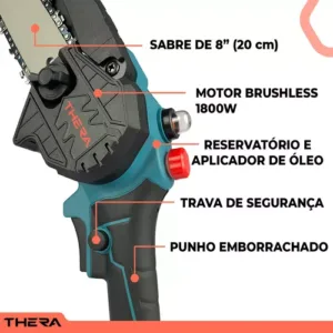 Mini Motosserra Brushless Com Duas Baterias 2ah Profissional
