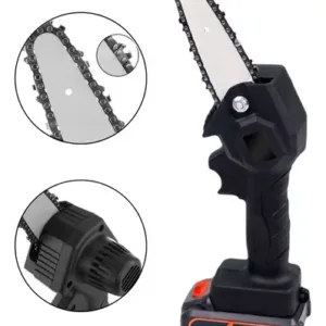 Mini Serra Motosserra Elétrica Portátil Bateria Recarregável Cor Preto 110V/220V
