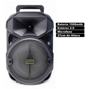 Caixa De Som Portátil Amplificada Bluetooth Karaokê Usb Mic