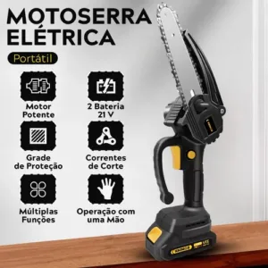 Motoserra Elétrica Portátil 6 Pol. Duas Baterias 1500w Mini