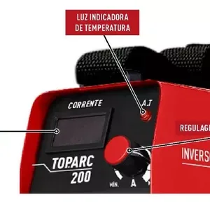 Máquina Inversora Solda Top Arc 200a 220v Galzer Cor Vermelho Frequência 50/60