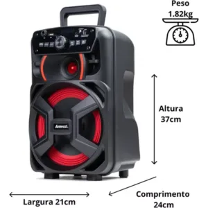 Caixa Amplificada Amvox Aca 221 Portátil C Bluetooth Bivolt Cor Preto 110V/220V