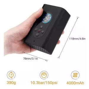 Bomba De Encher Pneu Carro Bike Moto Portátil Digital Preto Cor Mini Calibrador Preto
