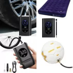 Bomba De Encher Pneu Carro Bike Moto Portátil Digital Preto Cor Mini Calibrador Preto