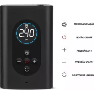 Bomba De Encher Pneu Carro Bike Moto Portátil Digital Preto Cor Mini Calibrador Preto
