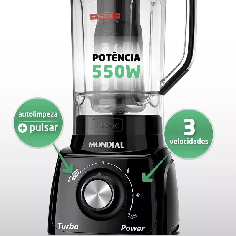 Liquidificador Mondial L-99 500w 2,2l C/ Jarra San Pt – 110v