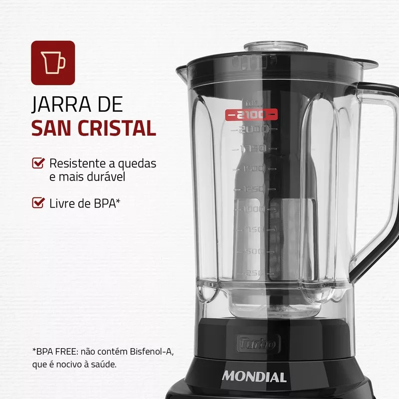 Mondial Liquidificador Turbo nox L-1200 Preto 110v 3L
