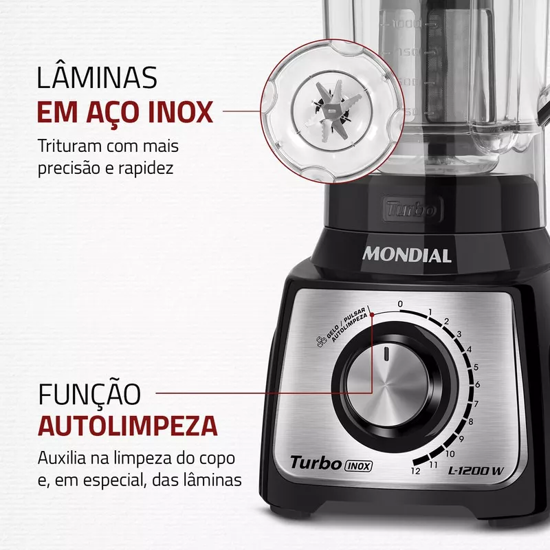Mondial Liquidificador Turbo nox L-1200 Preto 110v 3L
