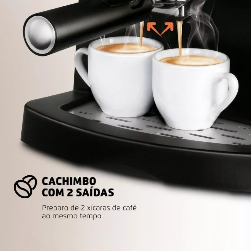 Máquina de Café Expresso Coffee Cream Premium C-08 Preta e Prateada Mondial 120V