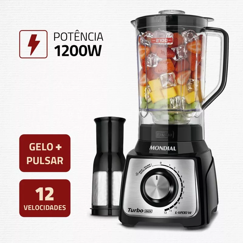 Mondial Liquidificador Turbo nox L-1200 Preto 110v 3L