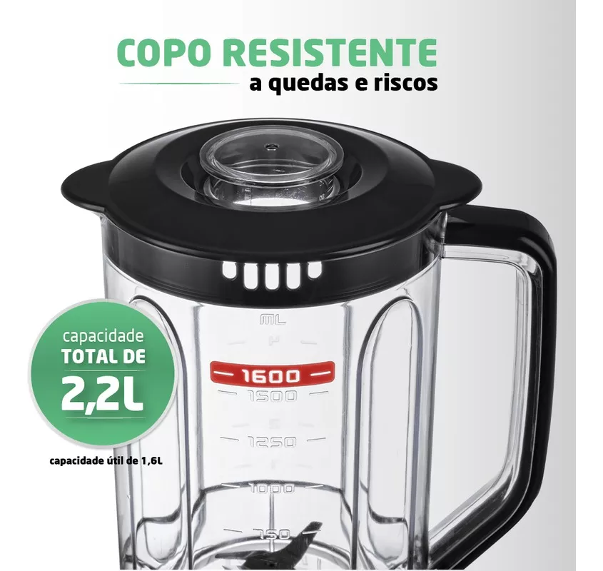 Liquidificador Mondial L-99 500w 2,2l C/ Jarra San Pt – 110v