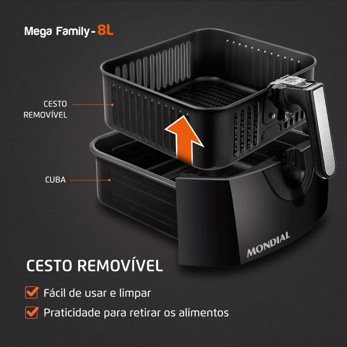 Fritadeira Sem Óleo Air Fryer 8l Afn-80-fb Mondial Cor Preto 110V