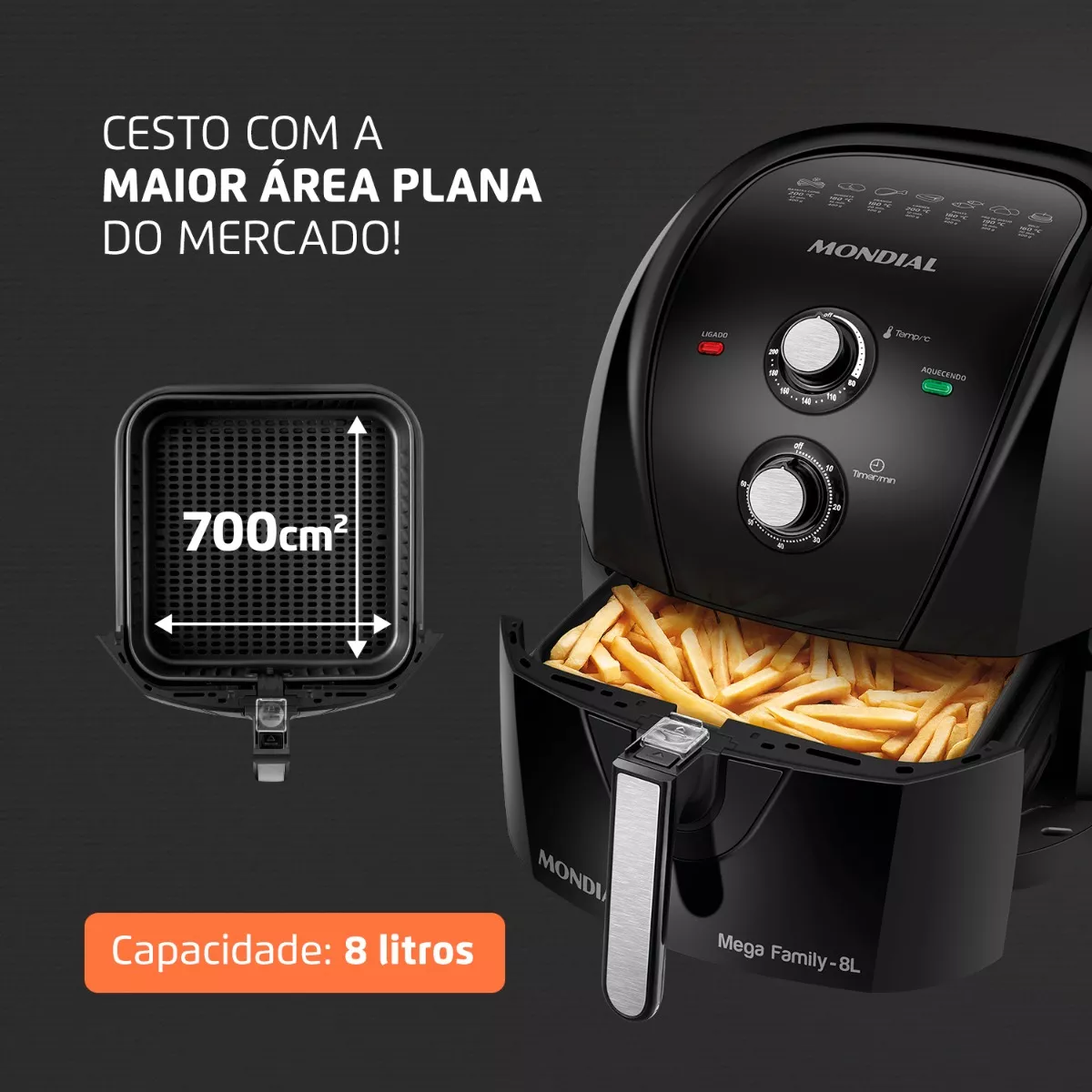 Fritadeira Sem Óleo Air Fryer 8l Afn-80-fb Mondial Cor Preto 110V