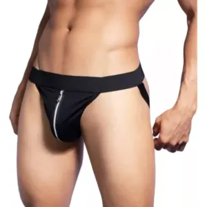 Cueca Jockstrap Zíper Frontal Sexy Elástico Reforçado