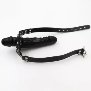 Mordaça Cinta C/2 Pênis 13cm Silicone Anal Bondage Sexo Gag.