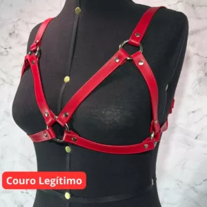 Lingerie Vermelha Sutiã Couro Soutien Sexy Erótico Sensual