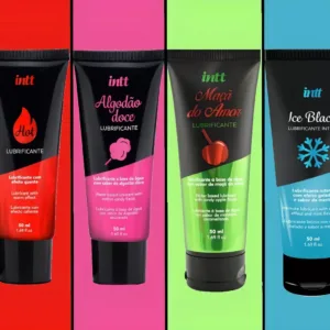 Gel Beijável Intt Novidades Kit 4 Unidades Sabores 50g Sabor Morango Hot/ice Black/maça Do Amor/algodão Doce