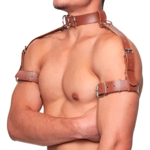 Harness Masculino Bracelete E Pescoço Em Couro Sintético